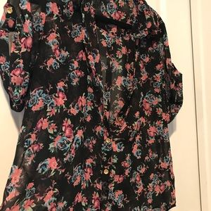 Collared Floral See-Through Top